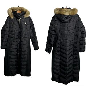 MICHAEL Michael Kors Black Puffer Coat with Fur Trim